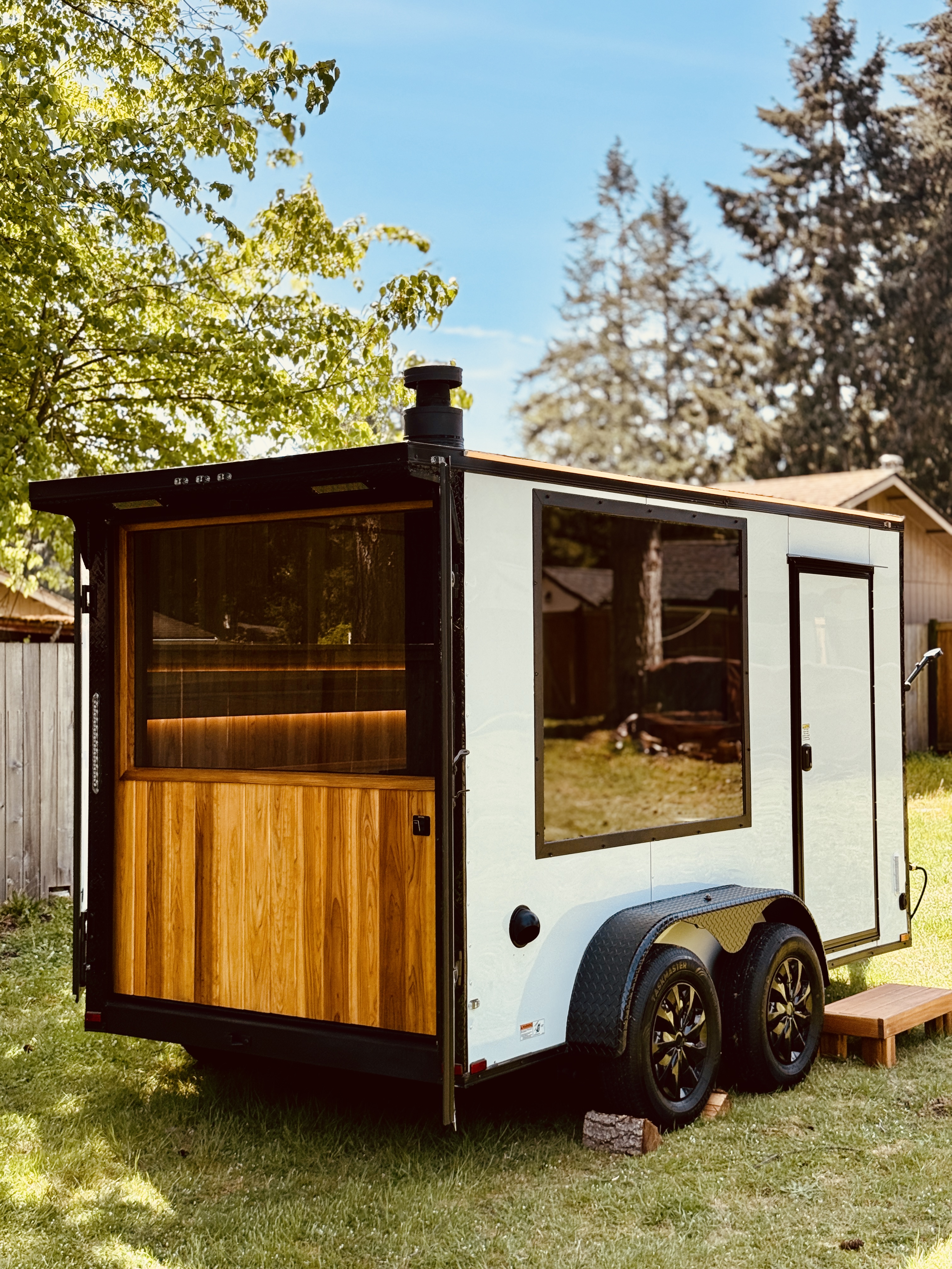 2026 6x12 TA Premium 6x12TA Mobile Sauna Trailer – Seats 6 | Wood-Fired | Outdoor Shower | Off-Grid Ready White — photo 4 of 22
