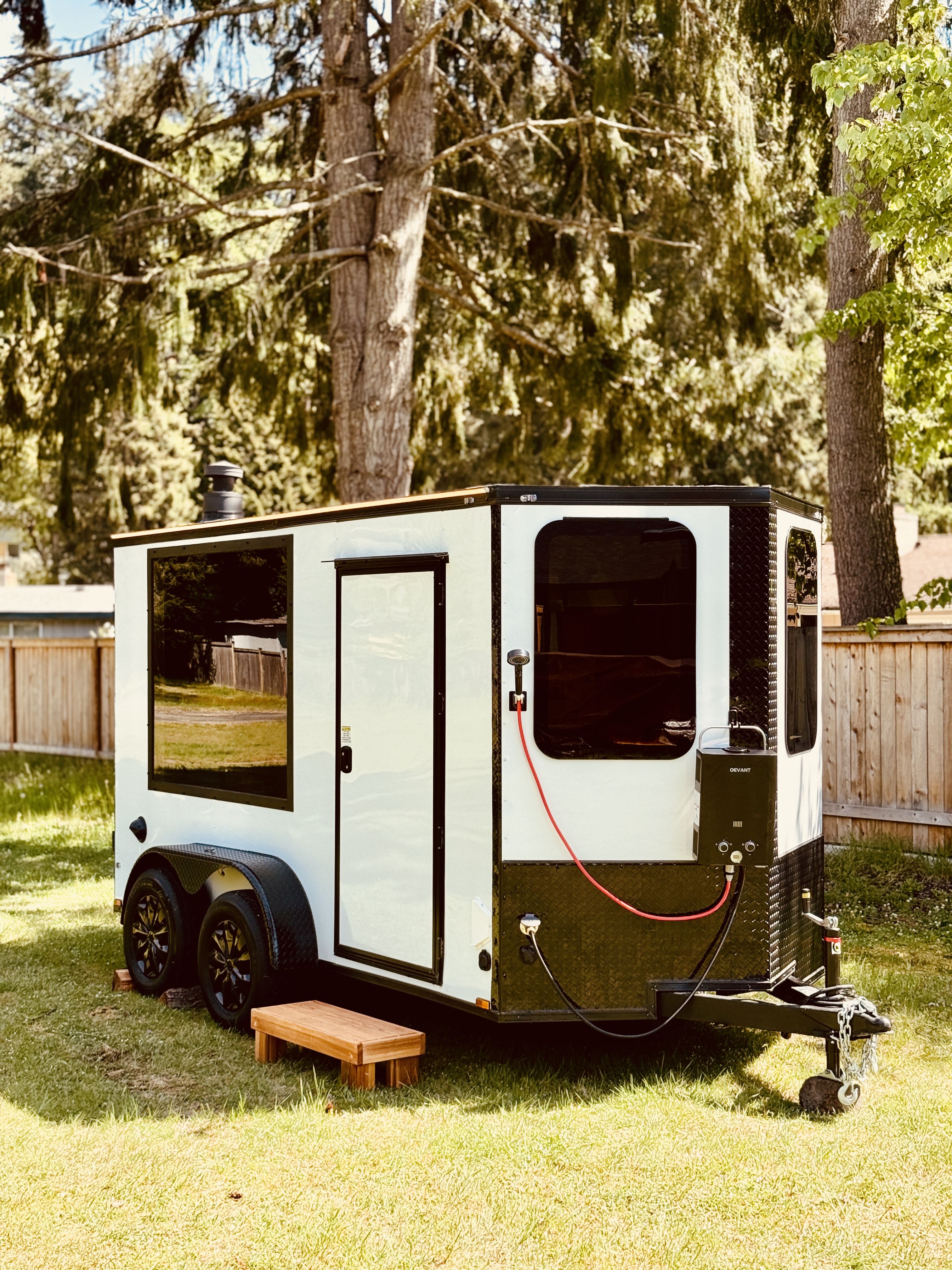 2026 6x12 TA Premium 6x12TA Mobile Sauna Trailer – Seats 6 | Wood-Fired | Outdoor Shower | Off-Grid Ready White